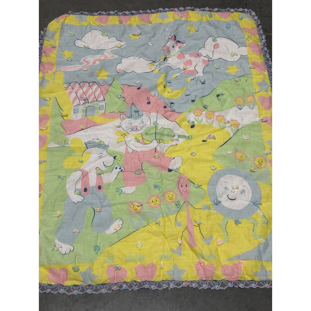 Cute Animals Baby Blanket, 42x34", Bright Colors, Nursery Bedding~ 250811-WH 506